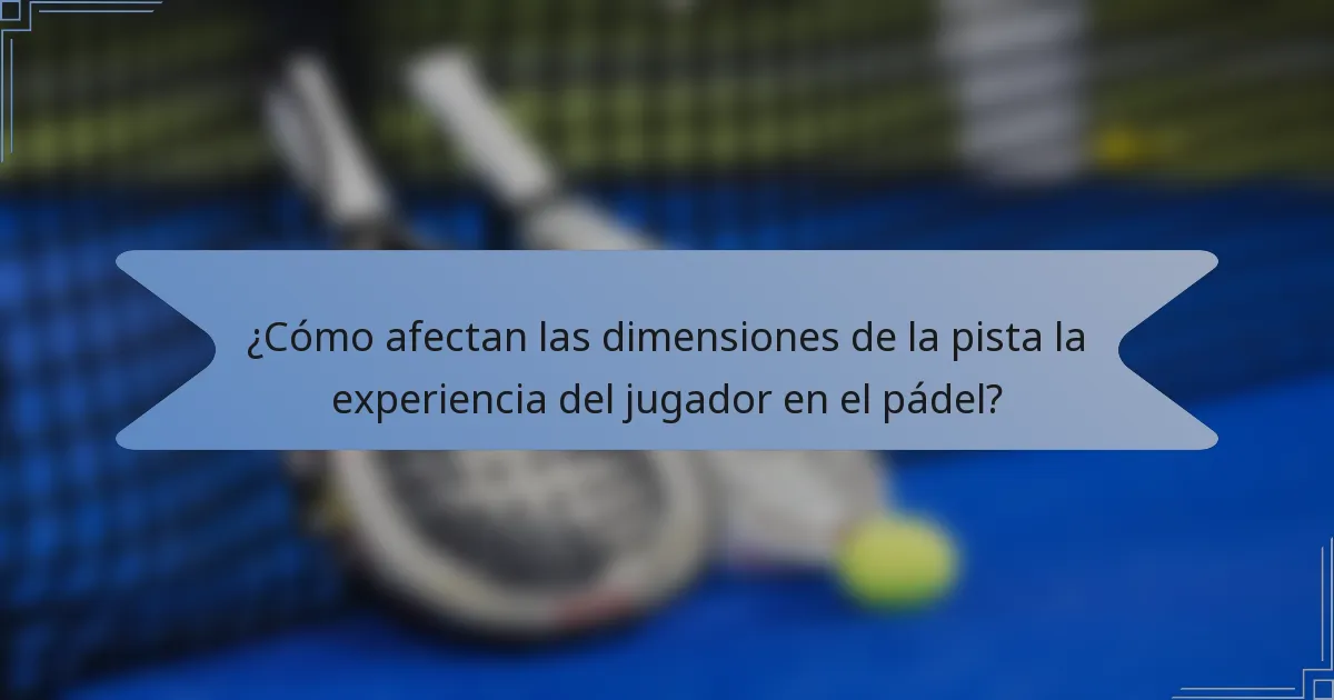 ¿Cómo afectan las dimensiones de la pista la experiencia del jugador en el pádel?