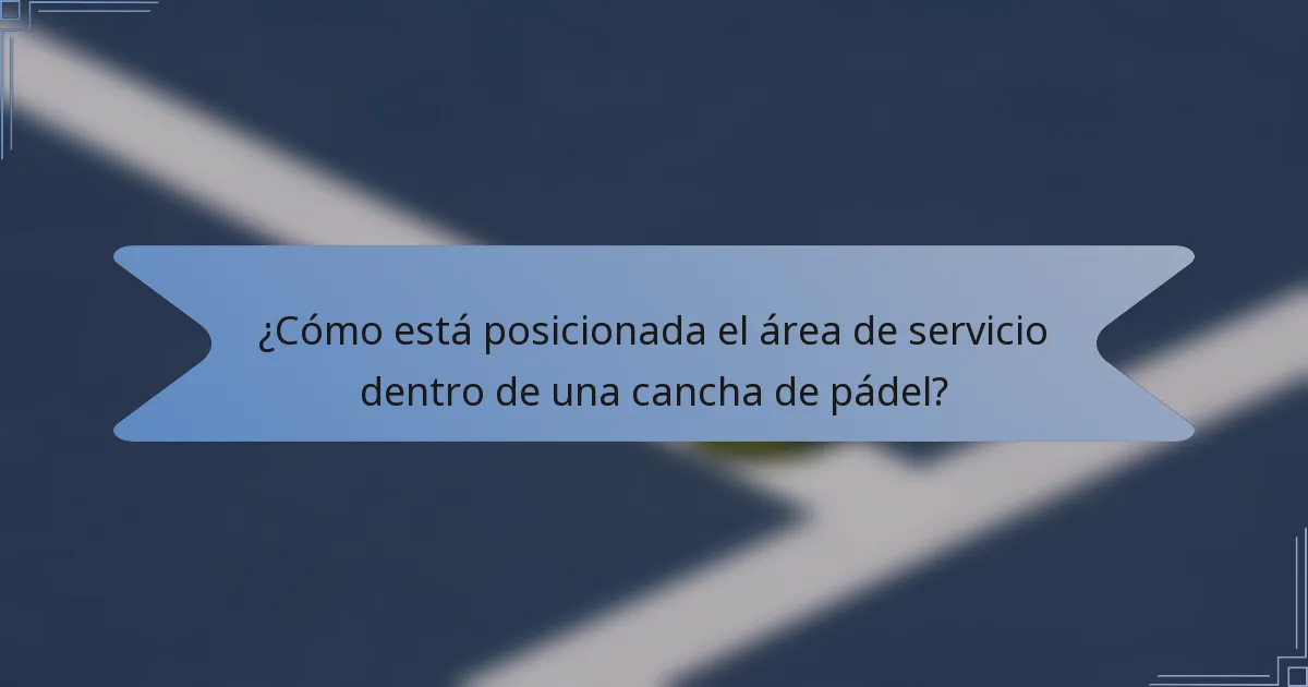 ¿Cómo está posicionada el área de servicio dentro de una cancha de pádel?