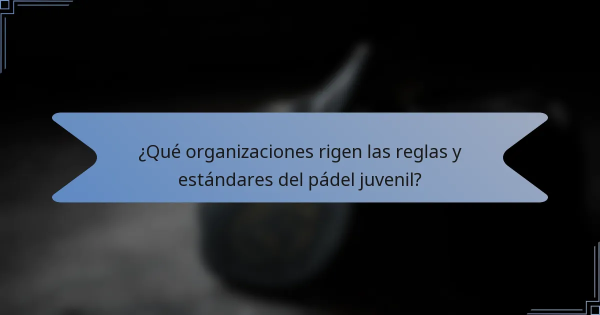 ¿Qué organizaciones rigen las reglas y estándares del pádel juvenil?